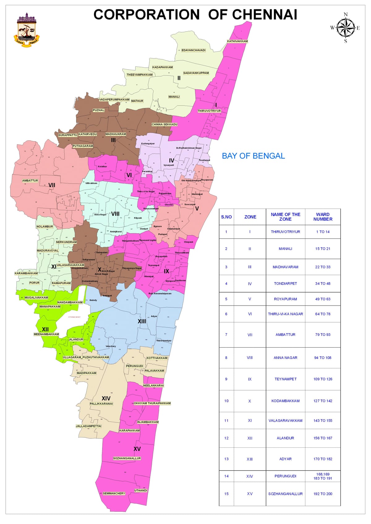 Chennai công ty ward bản đồ