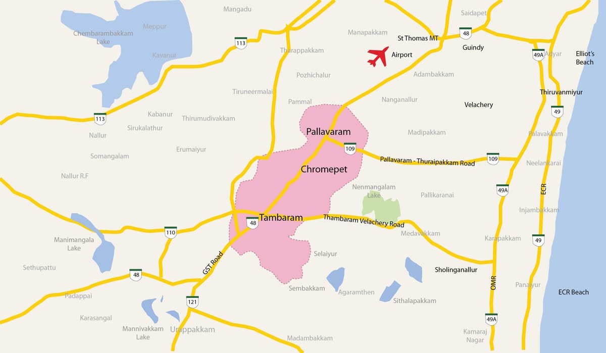 bản đồ của Tambaram Chennai