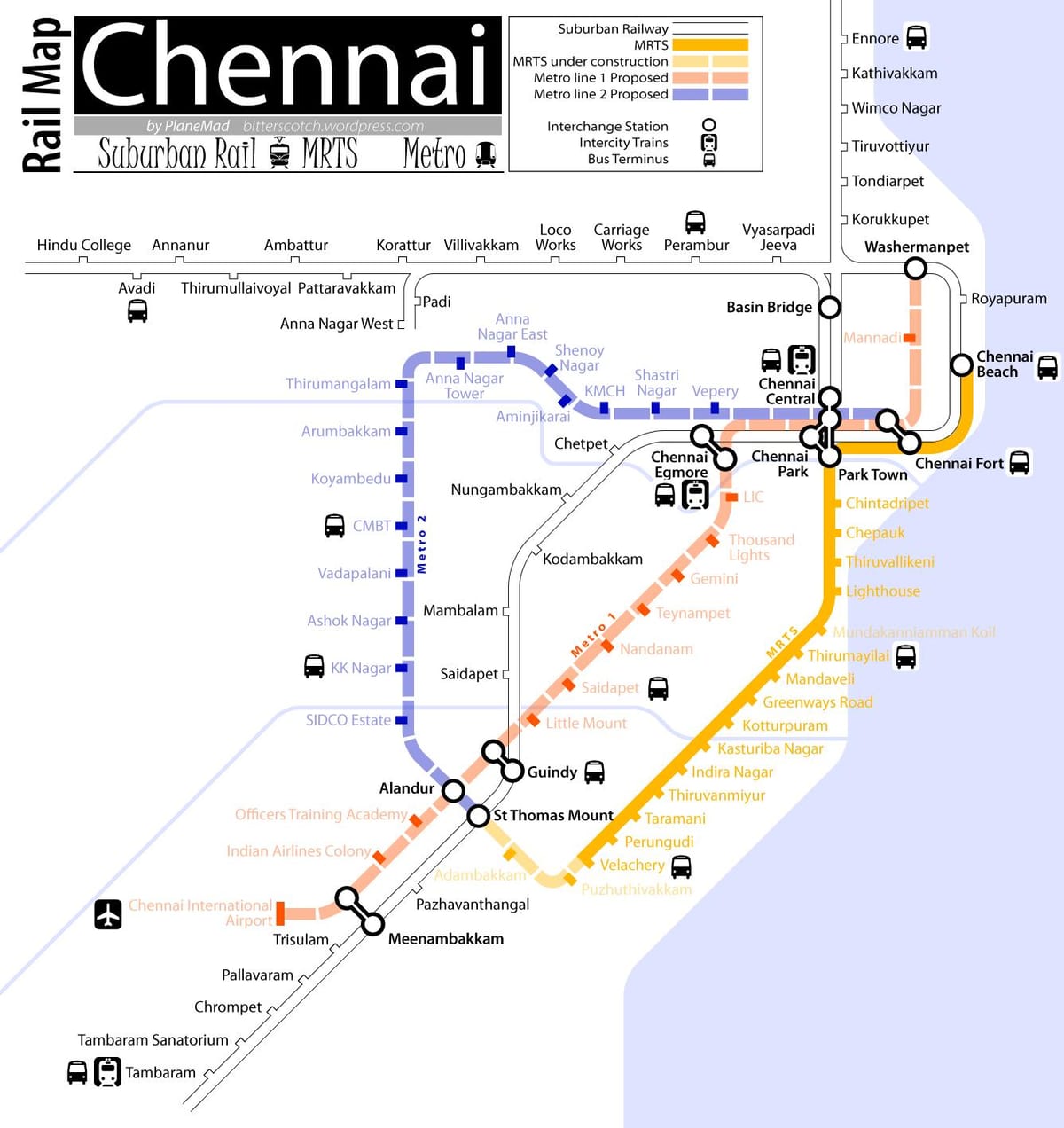 tàu điện ngầm bản đồ Chennai