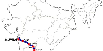 Mumbai để Chennai bản đồ