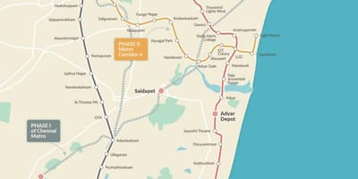 Tàu điện ngầm Chennai bản đồ đường giai đoạn 2
